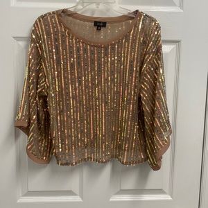 OnTwelfth Tan Sequin Top